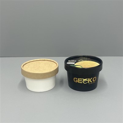 আইসক্রিম মোবাইল স্টলের জন্য ঢাকনা সহ 3oz আইসক্রিম সাদা কাপ